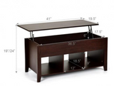 Lift Top Coffee Table With Storage Lower Shelf-Brown, fully assembled