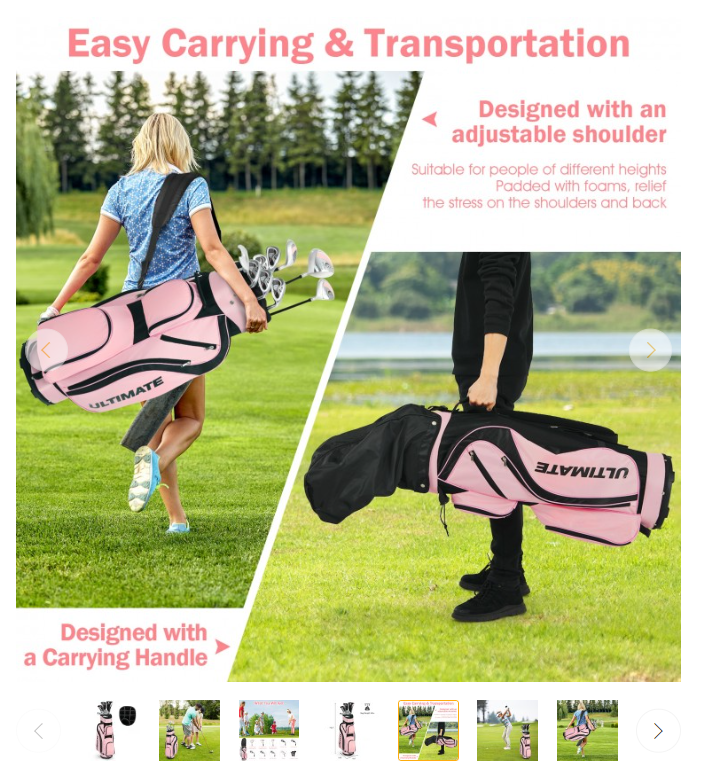 10 Pieces Ladies Complete Golf Club Set with Alloy Driver, Pink Bag included, Right Handed