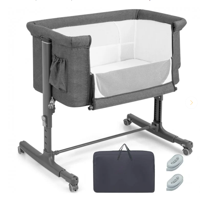 Portable Baby Bedside Bassinet with 5-level Adjustable Heights, fully assembled