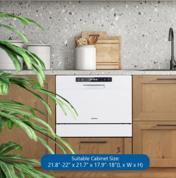 Compact Countertop Dishwasher 6 Place Settings w/ 5 Washing Programs & 24H Timer