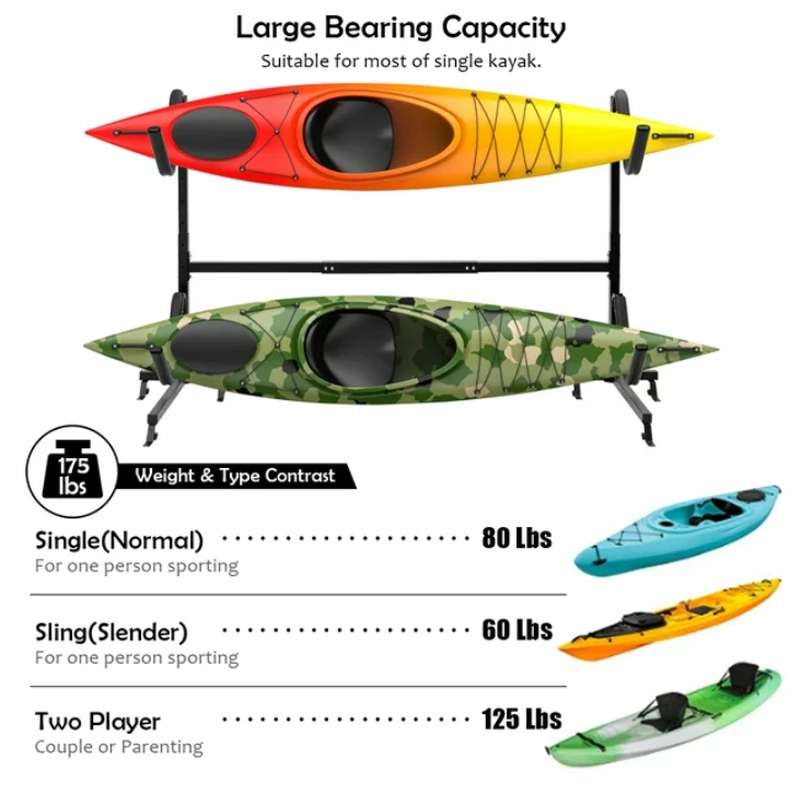 Space saver  Freestanding Kayak Dual Storage Rack, 1 box unassembled