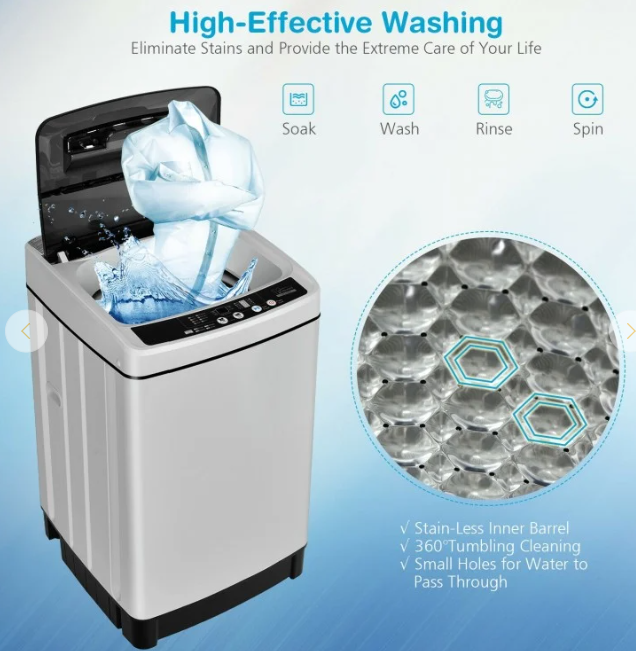 All in One,  Full-Automatic Washing Machine 1.5 Cu.Ft 11 LBS Washer and Dryer