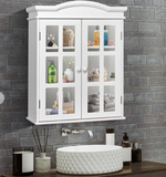 Wall-Mount Bathroom Double Doors Shelved Storage Cabinet, fully assembled