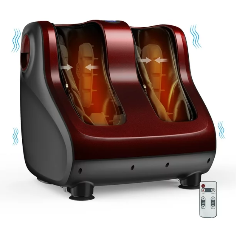 Shiatsu Foot & Calf Massager W/ Compression Kneading Heating & Vibrating Red
