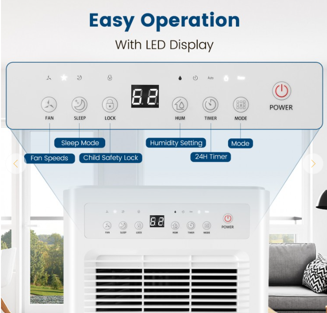 32 Pints/Day Portable Quiet Dehumidifier, up to 2500 Sq. Ft - 1 box