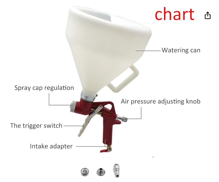 1.5 Gallon Air Hopper Spray Paint Gun Texture Wall Painting Sprayer W/ 3 Nozzle