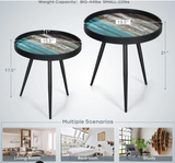 Set of 2 Stylish Nesting End Tables with Wooden Tray Top and Steel Legs-Black