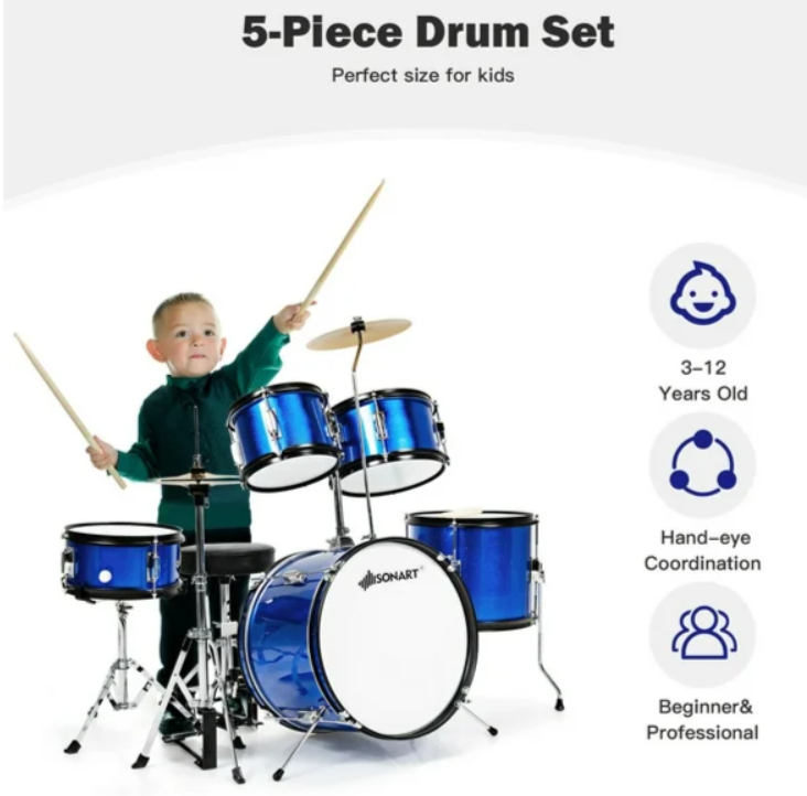 SPECIAL,  5-Piece Complete Kids Drum Set, Blue, assembled, slightly marked