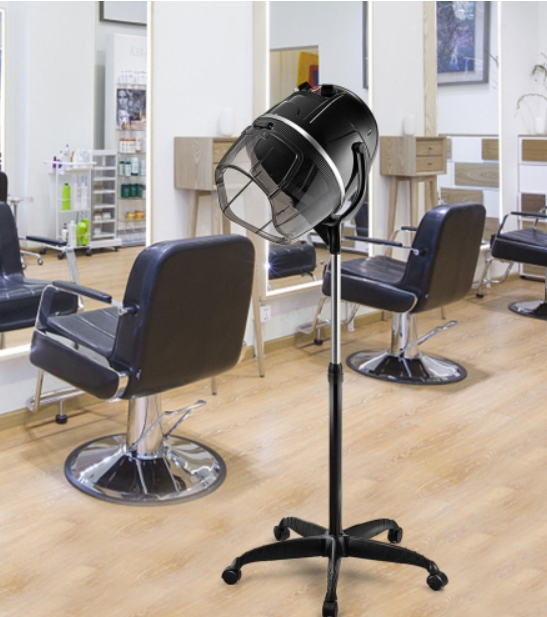 Adjustable Stand Up Hood Floor Hair Bonnet Dryer Rolling Base Salon Wheels