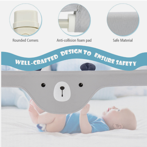 77" Bed Rails for Toddlers Vertical Lifting Baby Bedrail Guard with Lock Grey, 1 box