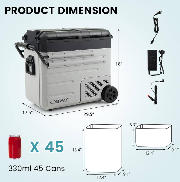 Special, 40 Quart Car Refrigerator Portable 12/24V DC & 110-240V AC Dual Zone Car Freezer