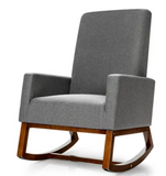 Rocking High Back Upholstered Lounge Armchair with Side Pocket, grey