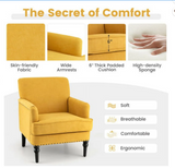 Tufted Accent Chair with Rubber Wood Legs-Yellow