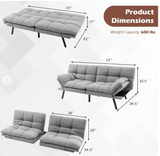 Convertible Memory Foam Futon Sofa Bed with Adjustable Armrest