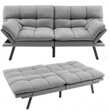 Convertible Memory Foam Futon Sofa Bed with Adjustable Armrest