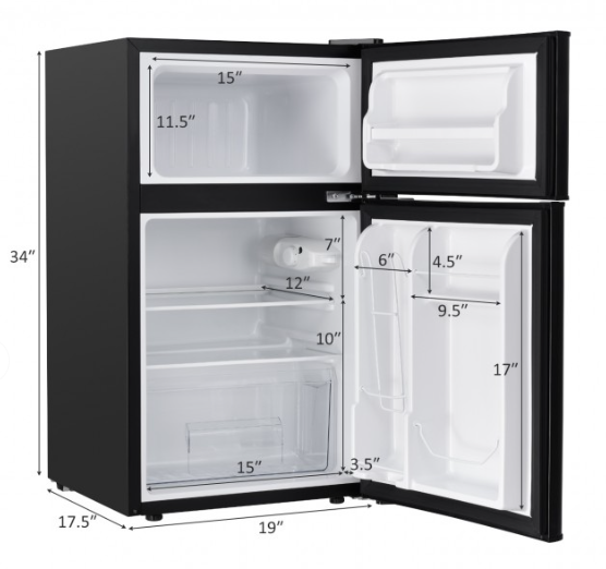 3.2 cu ft Compact Stainless Steel Refrigerator, black