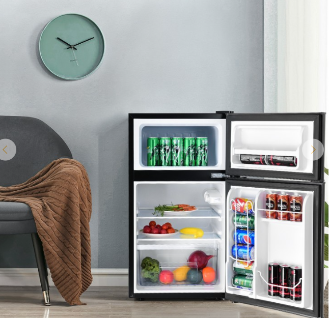 3.2 cu ft Compact Stainless Steel Refrigerator, black