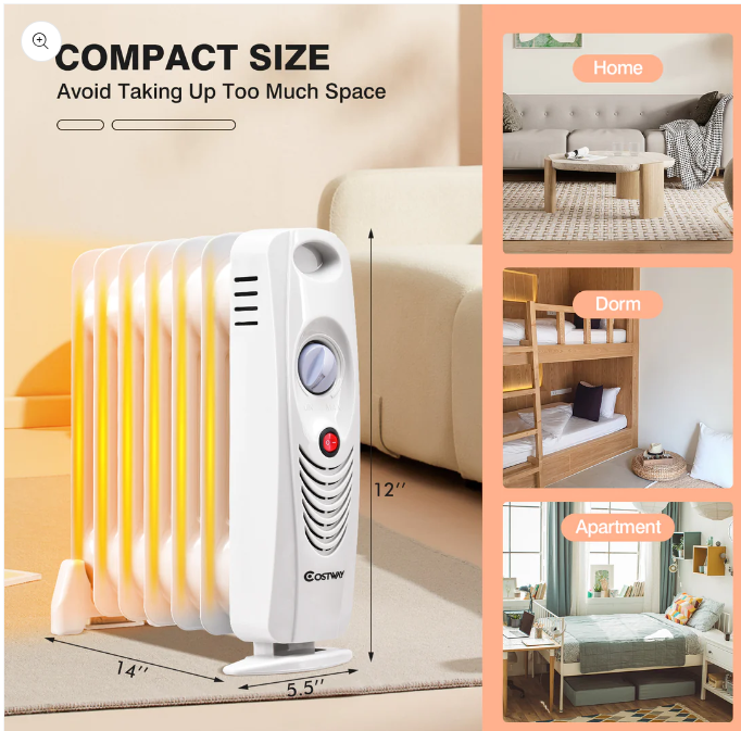 700 W Portable Mini Electric Oil-Filled Radiator Heater