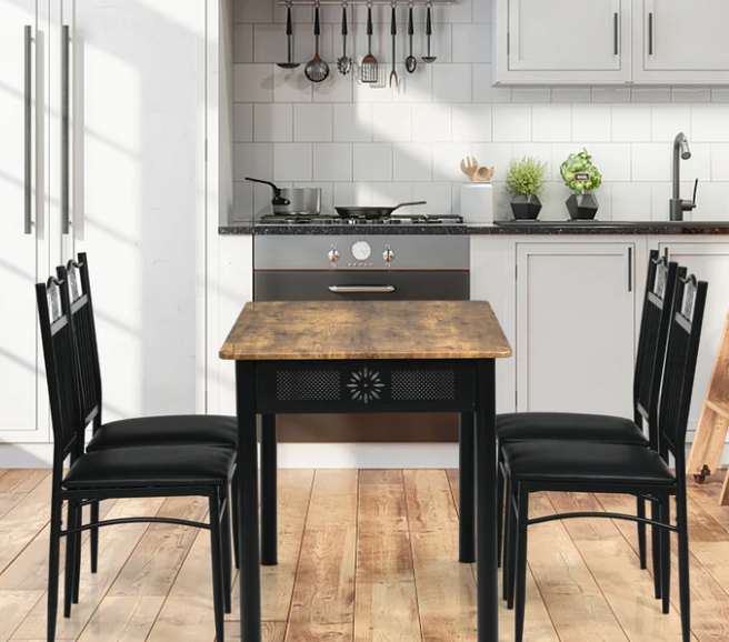 5 Pcs Dining Set, dent in seat cushion from shipping, fully assembled