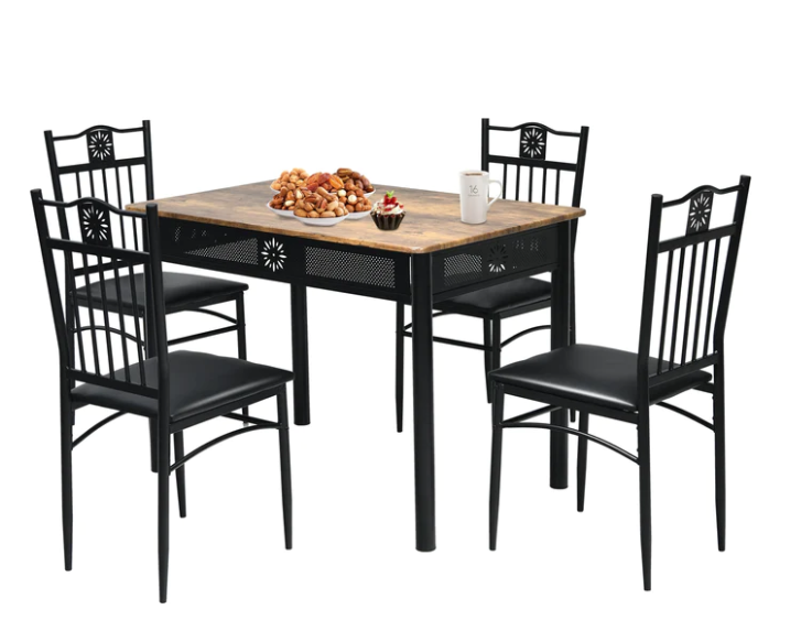 5 Pcs Dining Set, dent in seat cushion from shipping, fully assembled