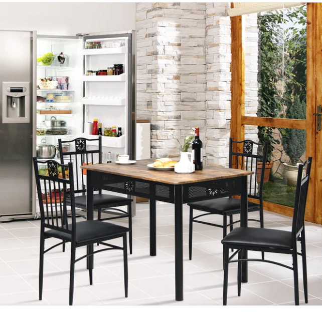 5 Pcs Dining Set, dent in seat cushion from shipping, fully assembled