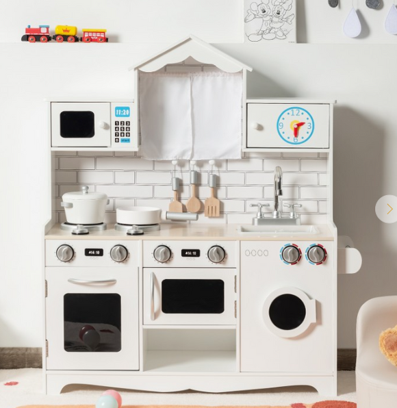 Wooden Kids Kitchen with Washing Machine, fully assembled