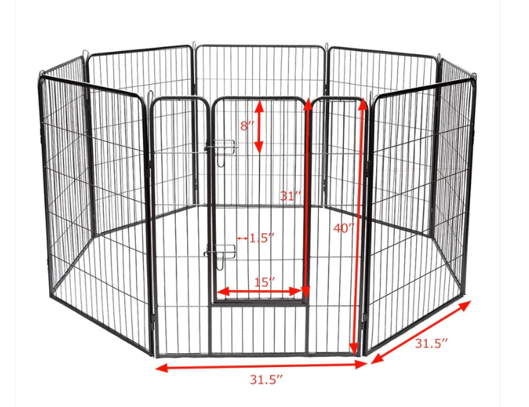 8 Metal Panel Heavy Duty Pet Playpen Dog Fence with Door-40 Inch, 1 box