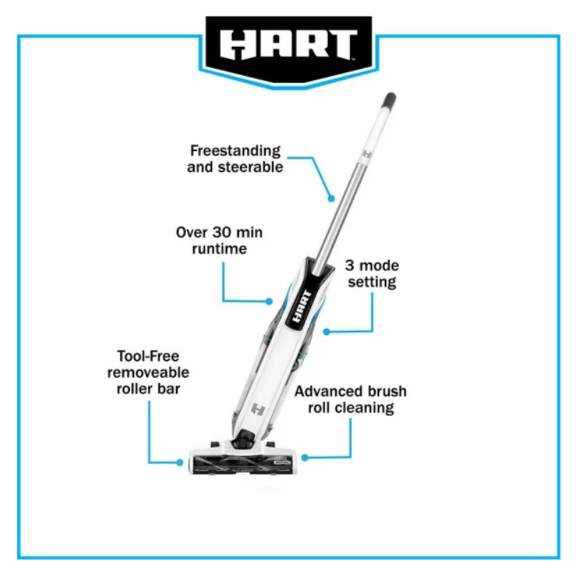 HART 20-Volt High Capacity Cordless Stick Vacuum Kit, assembled