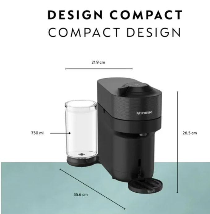 Nespresso Vertuo Pop+ Coffee Machine by De'Longhi, Liquorice Black, box damage