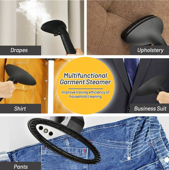 1500-Watt Garment Cloth Steamer with 1.8 L Detachable Water Tank 2-Level Steam