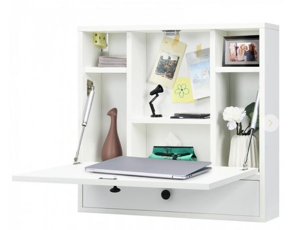 Wall-Mount Floating Desk Foldable Space Saving Laptop Workstation