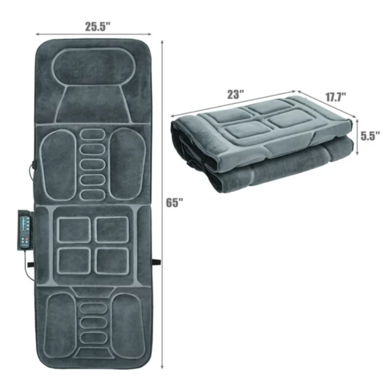 Foldable Massage Mat Full Body Massager w/ Heat & 10 Vibration Motors