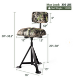 Swivel Hunting Chair Tripod Blind Stool with Detachable Backrest