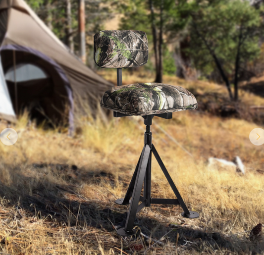 Swivel Hunting Chair Tripod Blind Stool with Detachable Backrest