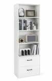 6-Tier Tall Freestanding Bookshelf with 4 Open Shelves and 2 Drawers, fully assembled