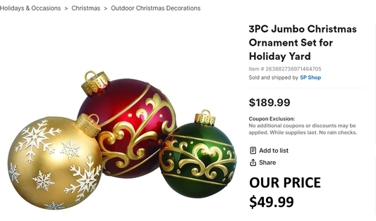 3 Piece Set, JUMBO ORNAMENTS