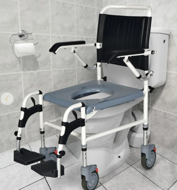4-in-1 Bedside Commode Wheelchair with Detachable Bucket
