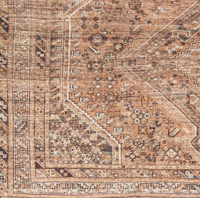 Westbrook Machine Washable Oriental Light Brown/Orange Area Rug 5`3``x 7`3``