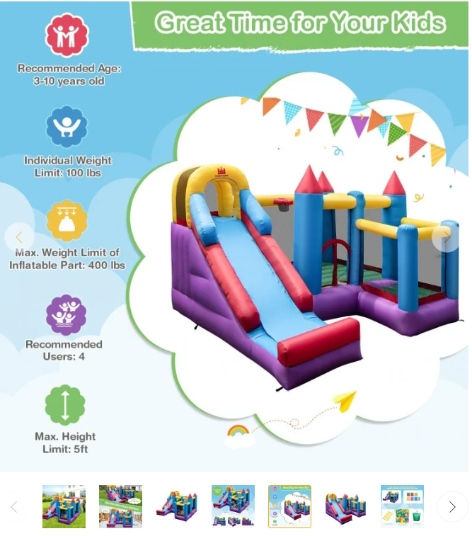 5-in-1 Inflatable Bounce Castle without Blower, SPECIAL