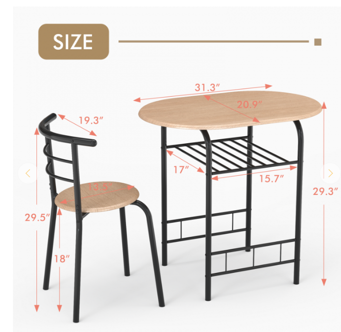 3 Piece Bistro Set, fully assembled