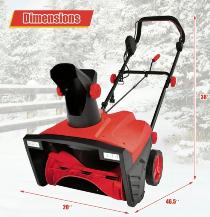 20" Electric Snow Thrower 120V 15Amp Snow Blower, 2 Lights, fully assembled