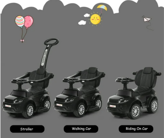 3 in 1 Ride on Push Car Toddler Stroller w/Music Black, WHEEL MAKES NOISE WHEN TURNING - SPECIAL