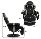 Massage Gaming Recliner Reclining Racing Chair Swivel Gray, fully assembled