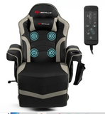 Massage Gaming Recliner Reclining Racing Chair Swivel Gray, fully assembled