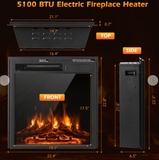 18/22.5 Inch Electric Fireplace Insert with 7-Level Adjustable Flame Brightness with remote