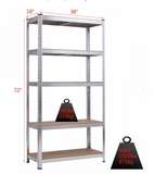 72 Inch Storage Rack with 5 Adjustable Shelves for Books Kitchenware, fully assembled