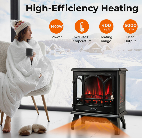 23" Electric Fireplace Freestanding Heater, SPECIAL, ONLY RUNS WITH REMOTE CONTROL