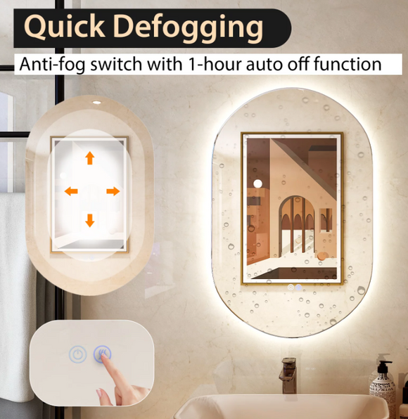 32'' x 20'' Oval Bathroom Wall Mirror Mounted Makeup Mirror with Lights & Anti-Fog (Copy)