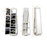 FINAL SALE, 360-Degree  Rotatable Jewelry Cabinet- White, MISSING LARGE MIRROR, NOT ASSEMBLED