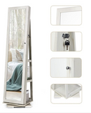 FINAL SALE, 360-Degree  Rotatable Jewelry Cabinet- White, MISSING LARGE MIRROR, NOT ASSEMBLED